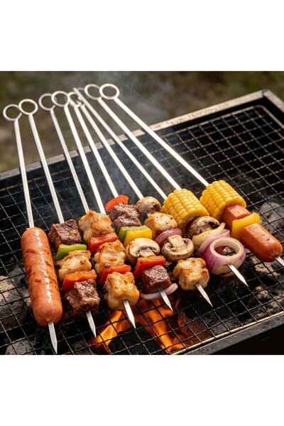 KMT Top Bottom Set of 6 metal steel barbecue skewers, length 30 cm, thickness...