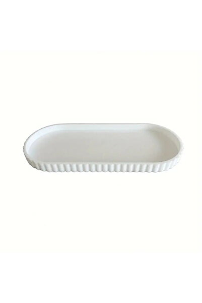 Choice4 S WHITE 1-Piece Oval Vanity Tray, Countertop Soap Dispenser Tray, Sil...