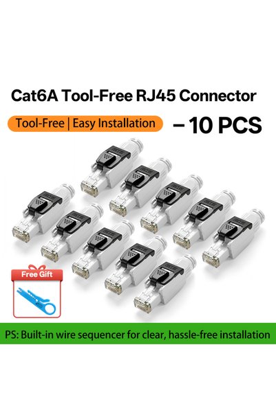 choice2 موصل إيثرنت Cat6A بدون أدوات من BYXGD، قابل لإعادة الاستخدام، 10 قطع ...