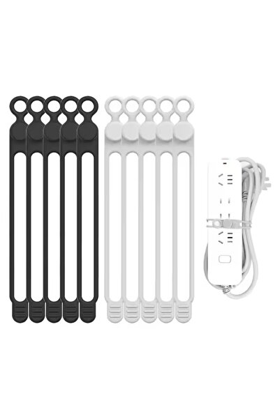 Choice5 Black White10Pcs Silicone Cable Tie, Cable Organizer, Cable Straps, R...