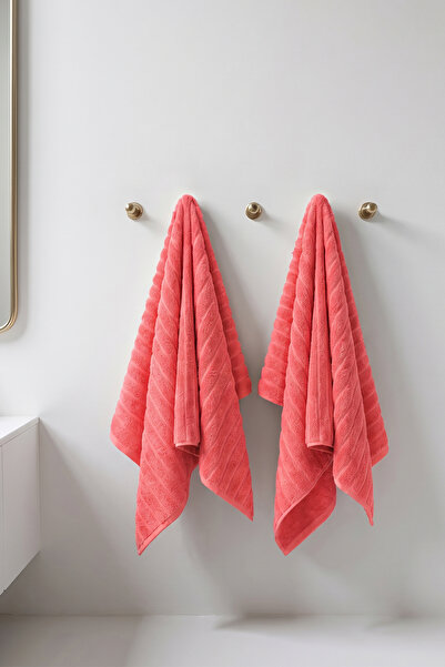 TEOHOMELİNENS Phaselis Bath Towel, Set of 2, 100% Cotton, 70X140 Cm, 670 Gsm