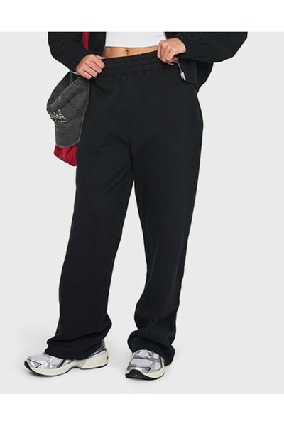 NO BRAND Pantaloni de trening clasici, lungi, negri, căptușiți, drepți, Boohoo S