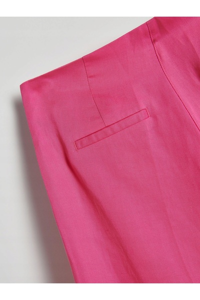 NO BRAND Pantaloni roz, lungi, drepți, cu picior larg, cu fermoar neted, mări...