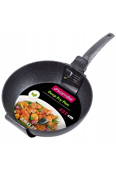 NO BRAND Tigaie adâncă de 32cm cu strat antiaderent tip marmură, compatibilă ...