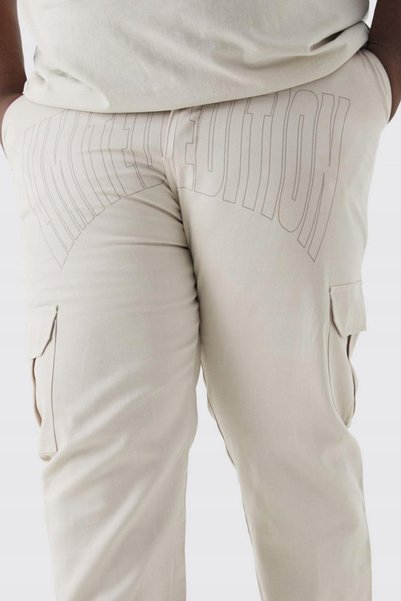 NO BRAND Pantaloni cargo clasici, uni, lungi, bej, cu buzunare, imprimați, Bo...