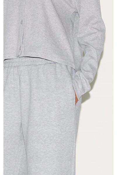 NO BRAND Pantaloni de trening gri, căptușiți cu fleece moale, croială dreaptă...