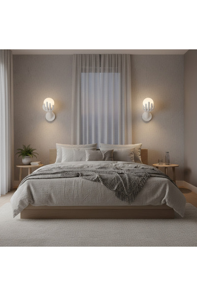 iTin Aplică LED Decorativa MANO, 15x30 cm, 1x E27, Sticlă si Resina, Alb