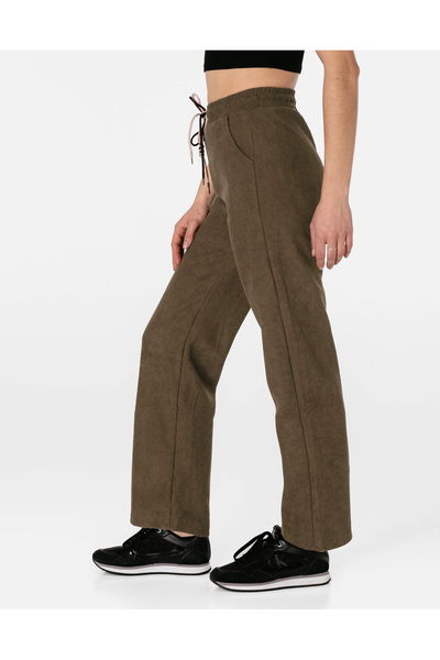 NO BRAND Pantaloni de damă călduroși din catifea reiată, căptușiți cu fleece ...