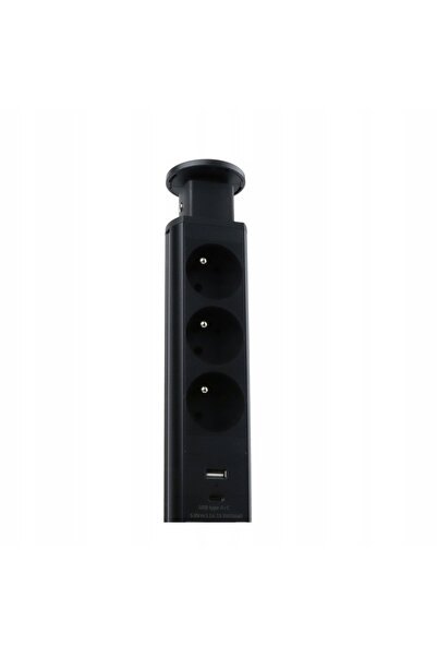 NO BRAND Design Light Priză de mobilier 3x230V cu USB A/C Negru 1,50 m