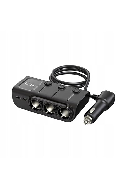 NO BRAND Splitter de alimentare auto priză brichetă 120W 12-24V 3 USB + 2 USB C