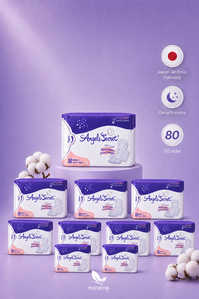 Angels Secret Gece Pedi 10’li Paket 80 Adet – Ultra İnce Japon Jel Emici, Any...