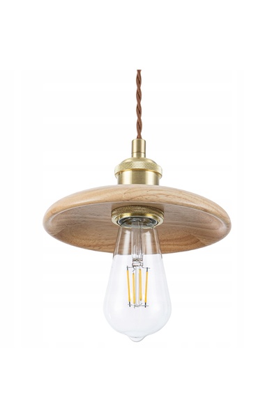 NO BRAND Lustră suspendată, Auriu, Abajur din lemn natural, E27