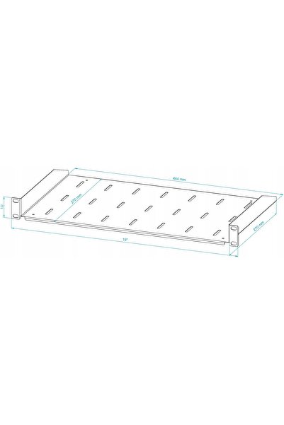 NO BRAND Raft pentru dulap rack 19 inch 1U 270mm negru + șuruburi
