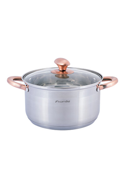 NO BRAND Oală cu capac tradițională 4,5l din oțel 22cm pentru inducție și gaz