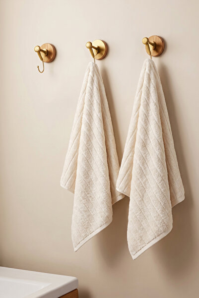 TEOHOMELİNENS Phaselis Hand Towel, Set of 2, 100% Cotton, 50X90 Cm, 640 Gsm