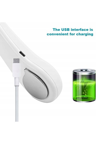 NO BRAND Ventilator portabil de gât Windmill USB-C Alb Ventilator de gât M6