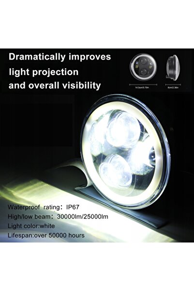 NO BRAND Far LED de motocicletă de 5,75 inch cu unghi de iluminare ultra-larg