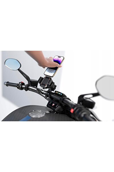 NO BRAND Suport telefon anti-vibrații pentru ghidon motocicletă, suport telef...