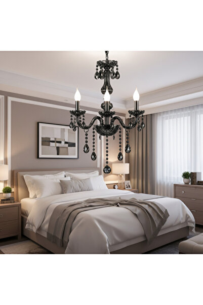 iTin Candelabru Cristal AUGUST Eleganza, 3x E14, Diametru 48 cm, Argintiu, În...