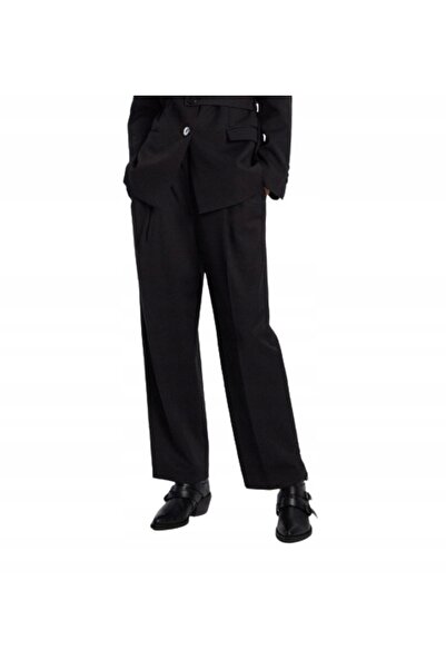 NO BRAND Pantaloni negri, croială dreaptă, clasici, buzunare netede, talie în...