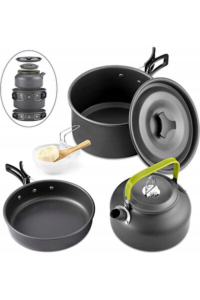 NO BRAND Set de vase de gătit pentru camping, 3 piese