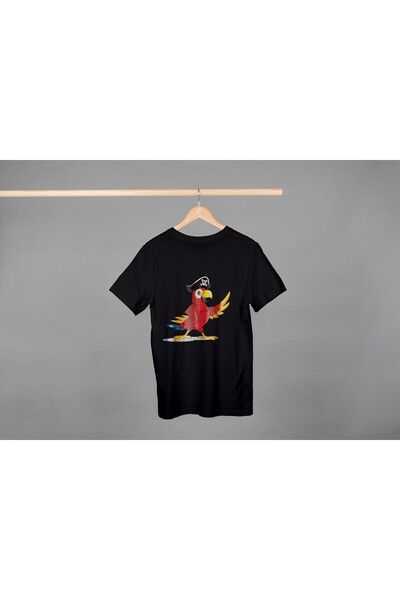 Noname Tricou Unisex Bumbac Premium Casual " Papagal rosu pirat " Inscriptie