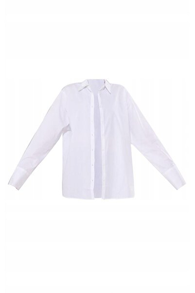 NO BRAND Cămașă albă largă cu mâneci lungi, guler cu nasturi, Prettylittlethi...