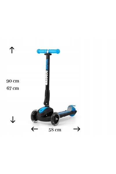 NO BRAND Trotinetă LED Magic Blue Milly Mally pliabilă pentru copii cu roți