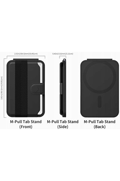 NO BRAND Sinjimoru M-Pull Portcard din piele Portofel Magsafe cu suport Negru