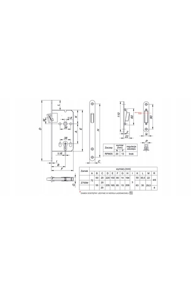 NO BRAND Broască magnetică de ușă Z755Mb 72/55/20 cu inserție Lob