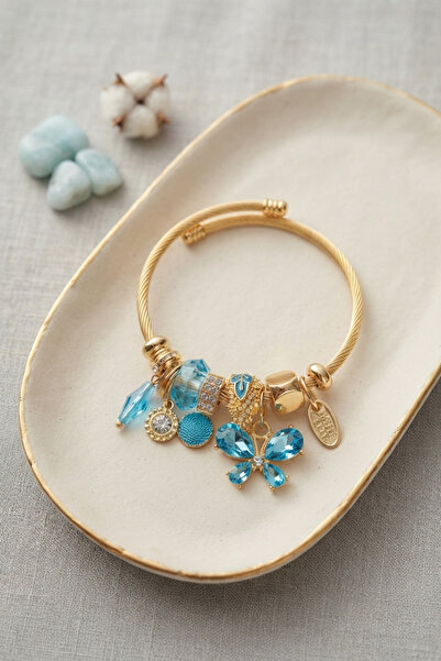 deluxe takı ve giyim Blue Butterfly Model Charm Bracelet