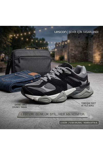 Lescon Unisex Bej 4 Mevsim Sneaker Terletmez Kaydırmaz Koku Yapmaz Ortopedik Tarz Yürüyüş Ayakkabısı