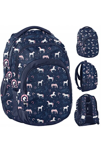 NO BRAND Rucsac școlar cu multiple compartimente Paso Alb, Albastru, Roz, Mul...