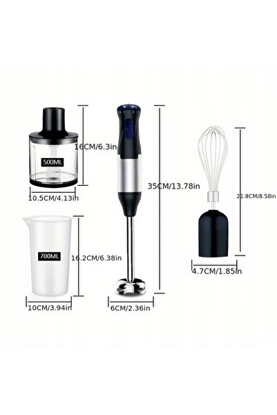 NO BRAND Blender de mână puternic, mixer multifuncțional 1000W 4 în 1 Arginti...