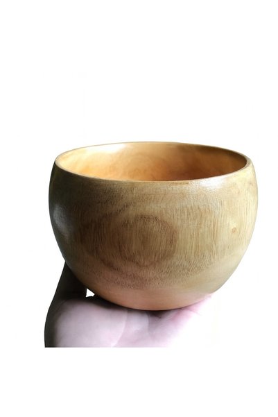 Kanyaka Handcrafted white Teak Wood oval Snack Bowl- set of 2