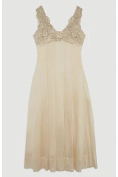 NO BRAND Rochie crem midi cu imperfecțiuni, bretele late, Karen Millen 36