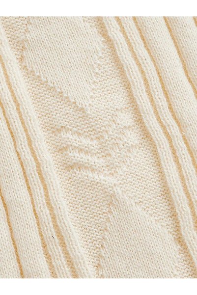 NO BRAND Cardigan crem, cu umerii goi, mânecă lungă, cu fundă din dantelă, Sh...
