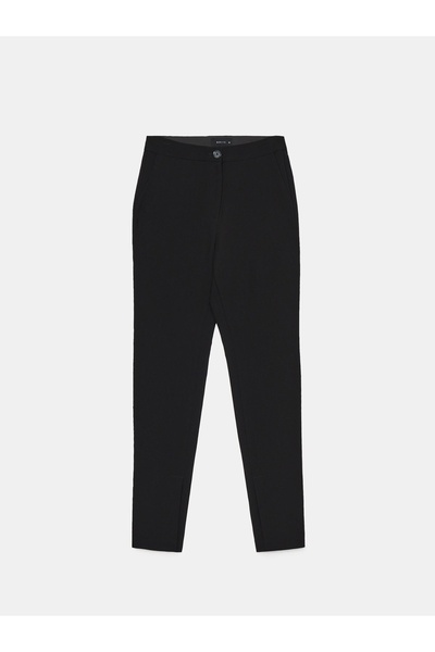 NO BRAND Pantaloni negri clasici cu croială conică și șliț neted, mărimea 40