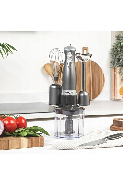 NO BRAND Blender de mână 3 în 1 cu tel și tocător din oțel inoxidabil 500ml
