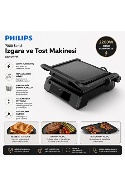 Philips 7000 Serisi Izgara ve Tost Makinesi, Hassas Dijital Kontrol, Izgara i...