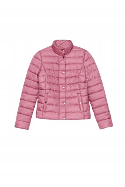 NO BRAND Jachetă matlasată roz, mâneci lungi, închidere cu fermoar, buzunare, 34