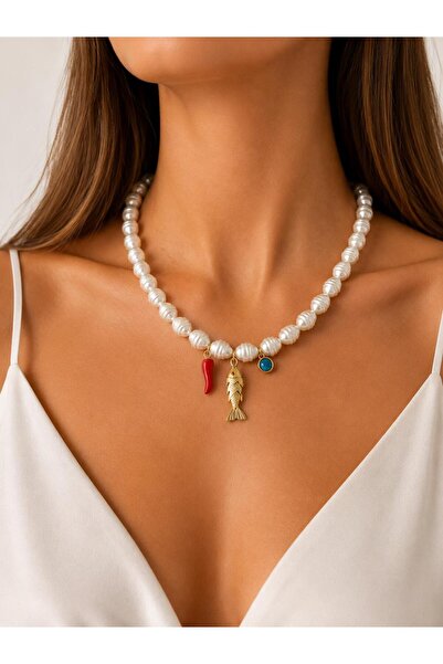 Quality Accessories قلادة لؤلؤية من طراز قاغلا شيكيل