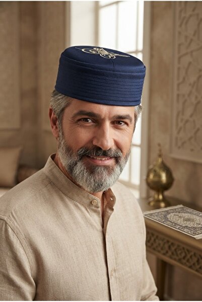 Mood Agenda Men's Tuğra Embroidered Luxury Embroidered Ottoman Prayer Cap