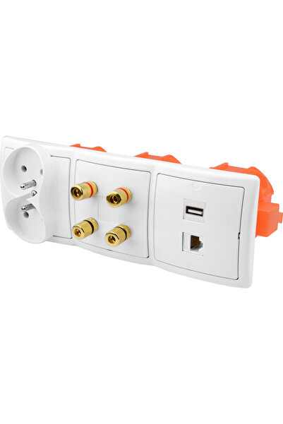 simonk Priză de perete încastrată 1 USB 1 RJ-45 4G 2x230V