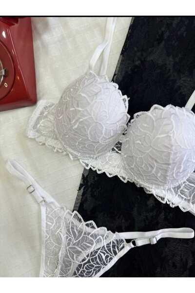 WOMEN'S WORLD FANTASY DANTELLİ DESTEKLİ PUSH UP TANGA KÜLOT SÜTYEN TAKIM