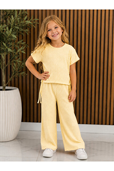 ues Girl's Yellow Color Top and Bottom Set