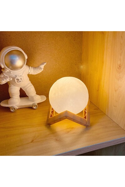 Generic Brand Lampa de veghe 3D in forma de Luna, 8 cm, lumina alb cald, alim...