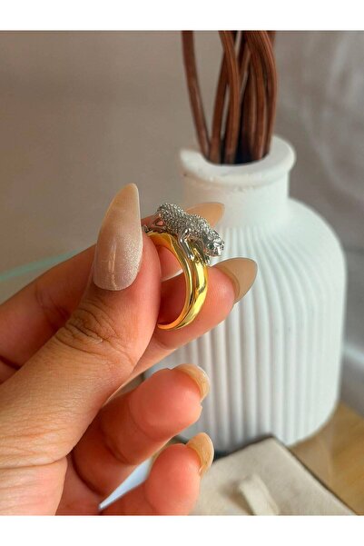 ANKA JEWELLRY خاتم نسائي من الفولاذ قابل للتعديل مرصع بحجر الزركون على شكل نم...
