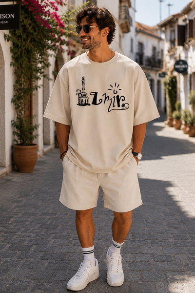 ArtYus Izmir Printed Crew Neck Casual Unisex Oversize T-Shirt - Cotton Casual...