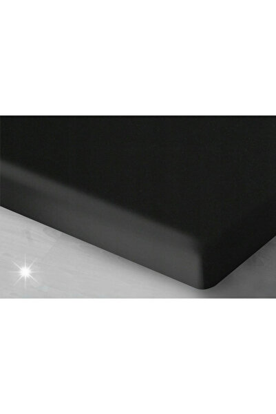 NO BRAND Cearșaf de pat din satin cu elastic 90x200 negru